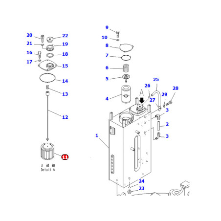 22B-60-11160 фільтр гідравліки KOMATSU D155A, D65E, PC70, PC100, PC120