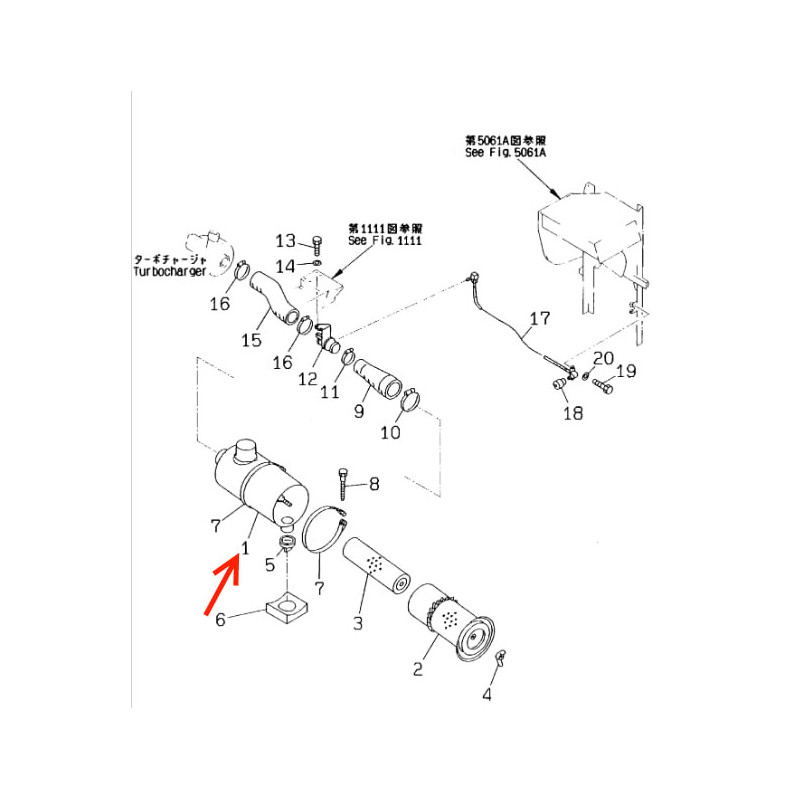 205-01-k1500 корпус повітряного фільтра komatsu pc210, pc240