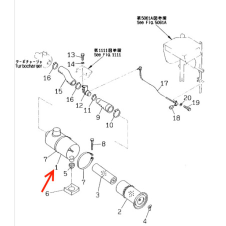 205-01-k1500 корпус повітряного фільтра komatsu pc210, pc240