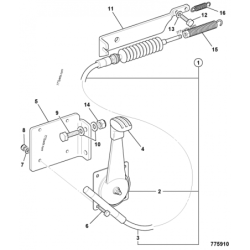 332/r0748 ручка дроселя з тросом jcb