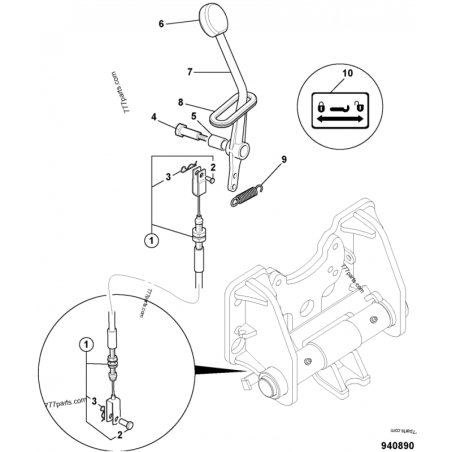 332/u2599 трос  розблокування JCB FASTRAC 8250, 7170-pt, FASTRAC 7270