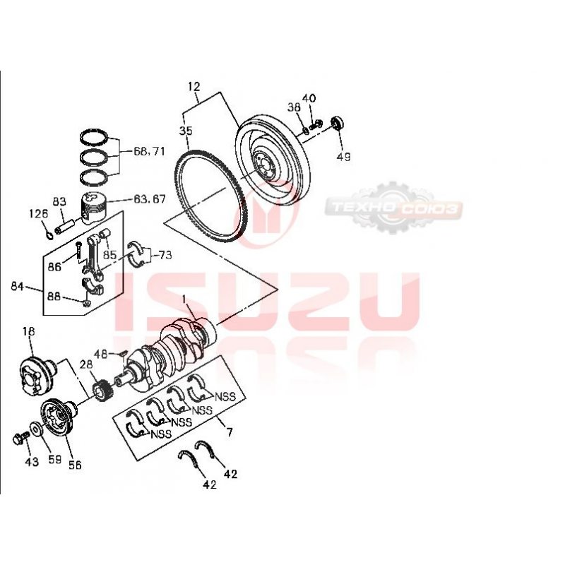 8970447773 Вал коленчатый ISUZU 3LD1.