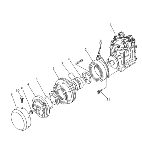 nd247300-5330 зчеплення компресора кондиціонера komatsu d155a, d275a,d31px, d355a, d375a, d37px, d39ex, d85a