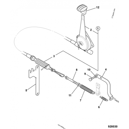 332/s1223 ручка дроселя з тросом JCB 8014, 8018, 8020, 8016
