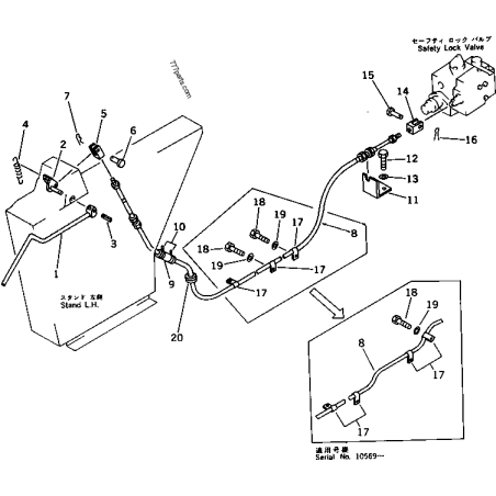 209-43-51230 трос керування блокуванням безпеки KOMATSU PC650, PC650SE, PC710, PC710SE