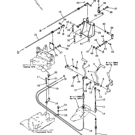 195-43-41350 трос керування поворотом KOMATSU D375A, D575A