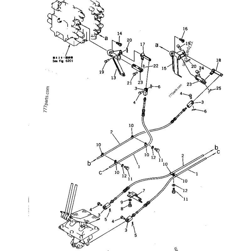 205-43-73530 трос керування рухом KOMATSU PC200, PC220, PC240, PF5