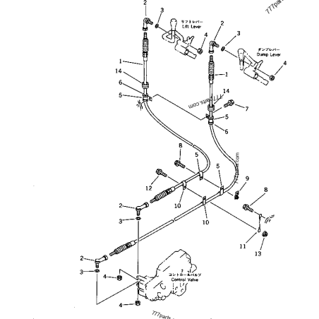 423-43-18231 трос керування робочим обладнанням KOMATSU WA350, WA380, WA400, WA420